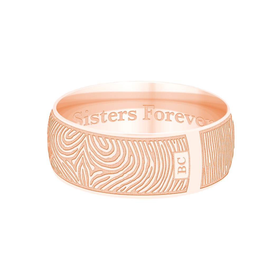 Dual Print 8mm Rose Gold Half-Round Fingerprint Ring