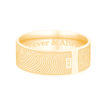 Dual Print 8mm Yellow Gold Flat Fingerprint Ring