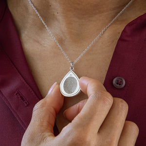 Dual Print Sterling Silver Tear Drop Pendant