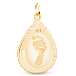 Dual Print 14k Yellow Gold Tear Drop Pendant