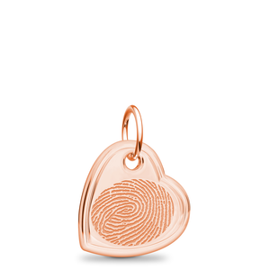 14k Rose Gold Fingerprint Jewelry Offset Heart Charm