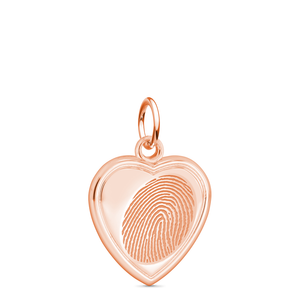 14k Rose Gold Fingerprint Jewelry Vertical Heart Charm