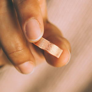 Dual Print 6mm Rose Gold Flat Fingerprint Ring