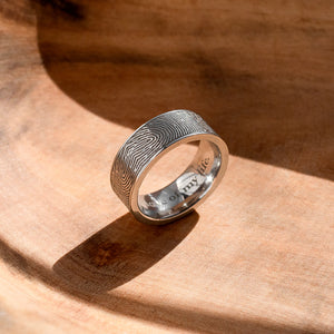 Stainless Steel 7mm Flat Fingerprint Ring
