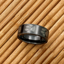 Black Titanium 8mm Flat Fingerprint Ring