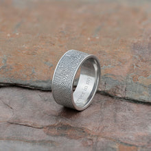 Sterling Silver 8mm Flat Fingerprint Ring