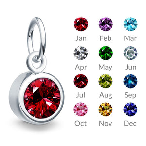 Sterling Silver Birthstone Charm For Necklace