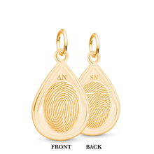 Dual Print 14k Yellow Gold Tear Drop Charm