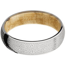 14K White Gold + Polish Finish + Boxelder Burl