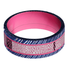 Titanium Damascus + Satinetched Finish + Bright Pink