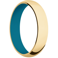 10K Yellow Gold + Polish Finish + Sea Blue