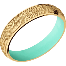 14K Yellow Gold + Polish Finish + Robins Egg Blue
