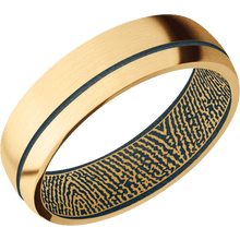 10K Yellow Gold + Satin , Satin Finish + Blue Titanium