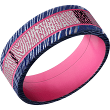 Titanium Damascus + Satinetched Finish + Bright Pink