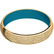 10K Yellow Gold + Polish Finish + Sea Blue