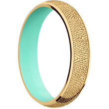14K Yellow Gold + Polish Finish + Robins Egg Blue