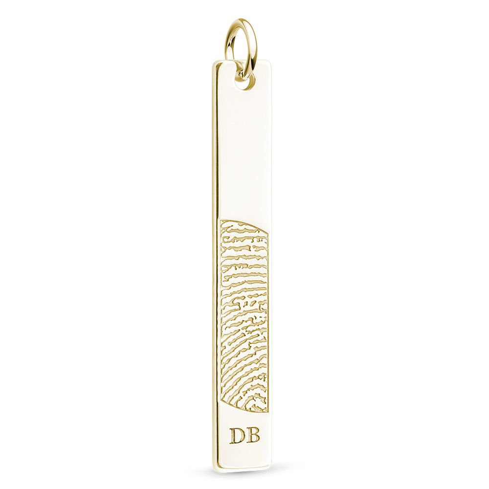 Vertical Bar Charm Pendant with Signature and Fingerprint Vertical Bar Charm Pendant with Signature and Fingerprint