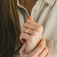 Dual Print 8mm Yellow Gold Half-Round Fingerprint Ring