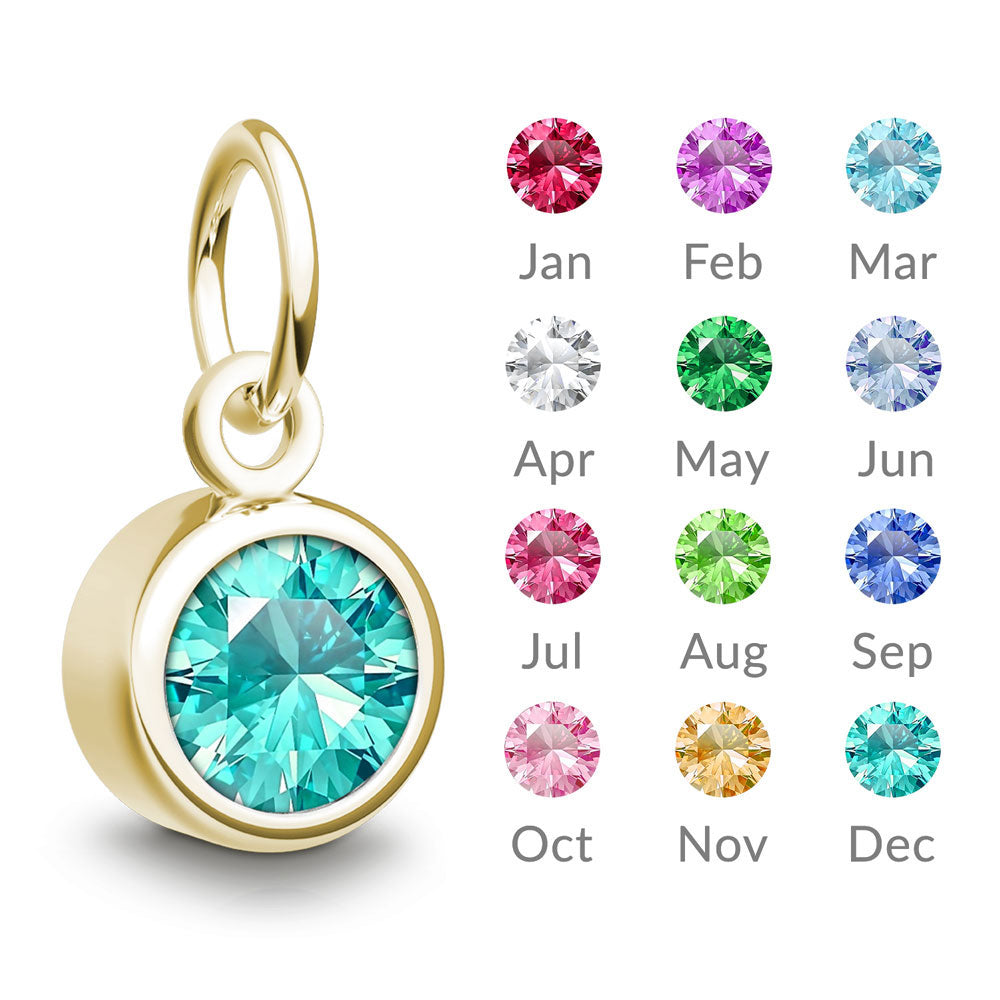 14k Yellow Gold Birthstone Charm For Necklace