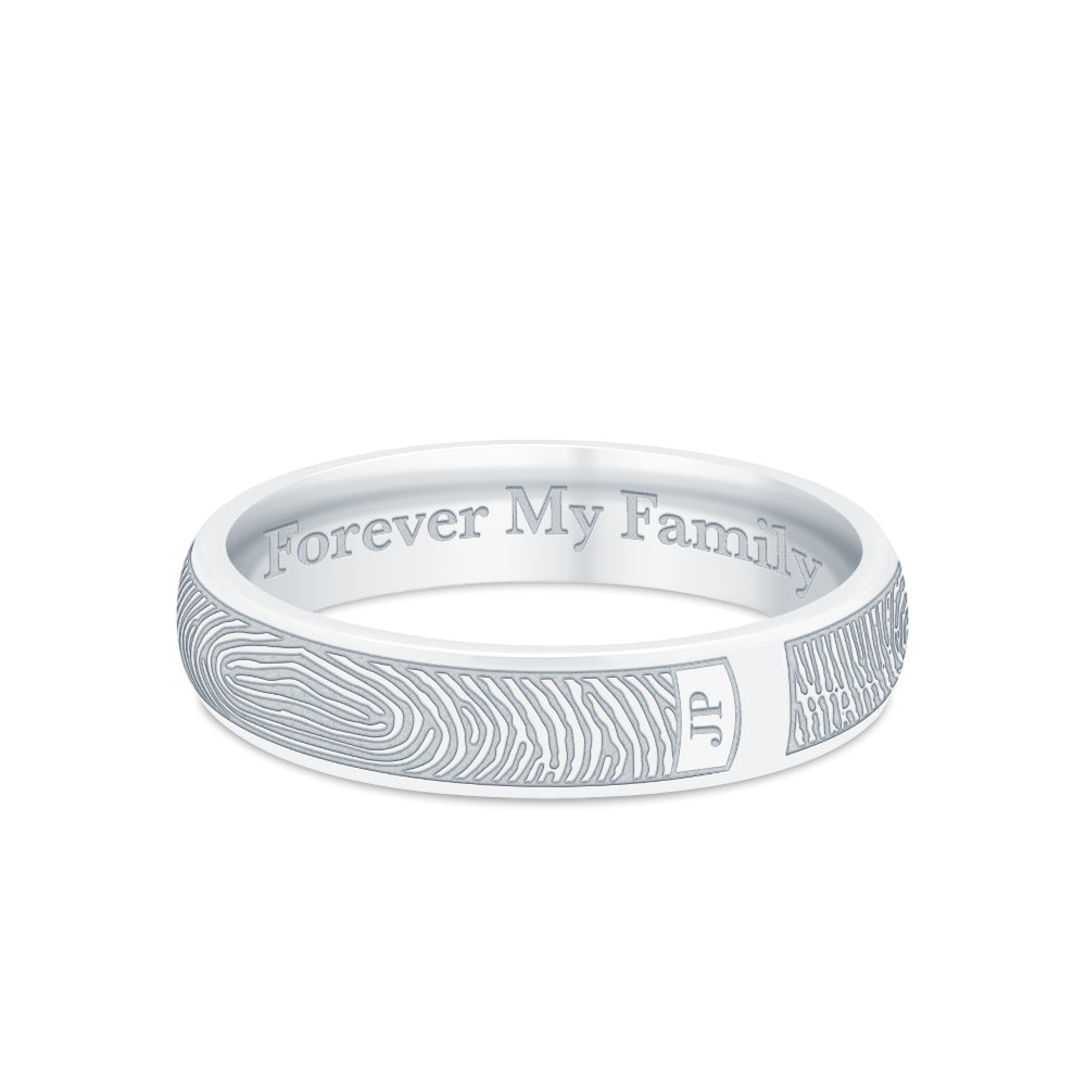 Dual Print 4mm Sterling Silver Half-Round Fingerprint Ring