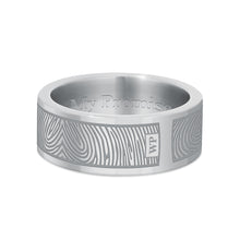 Dual Print 8mm Titanium Flat Fingerprint Ring