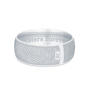 Dual Print 8mm Sterling Silver Half-Round Fingerprint Ring