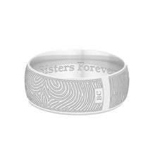 Dual Print 8mm White Gold Half-Round Fingerprint Ring