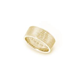 14k Yellow Gold 8mm Flat Fingerprint Ring