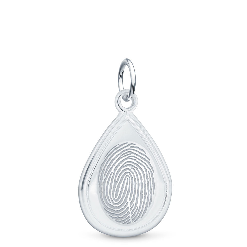 Sterling Silver Fingerprint Jewelry Tear Drop Charm