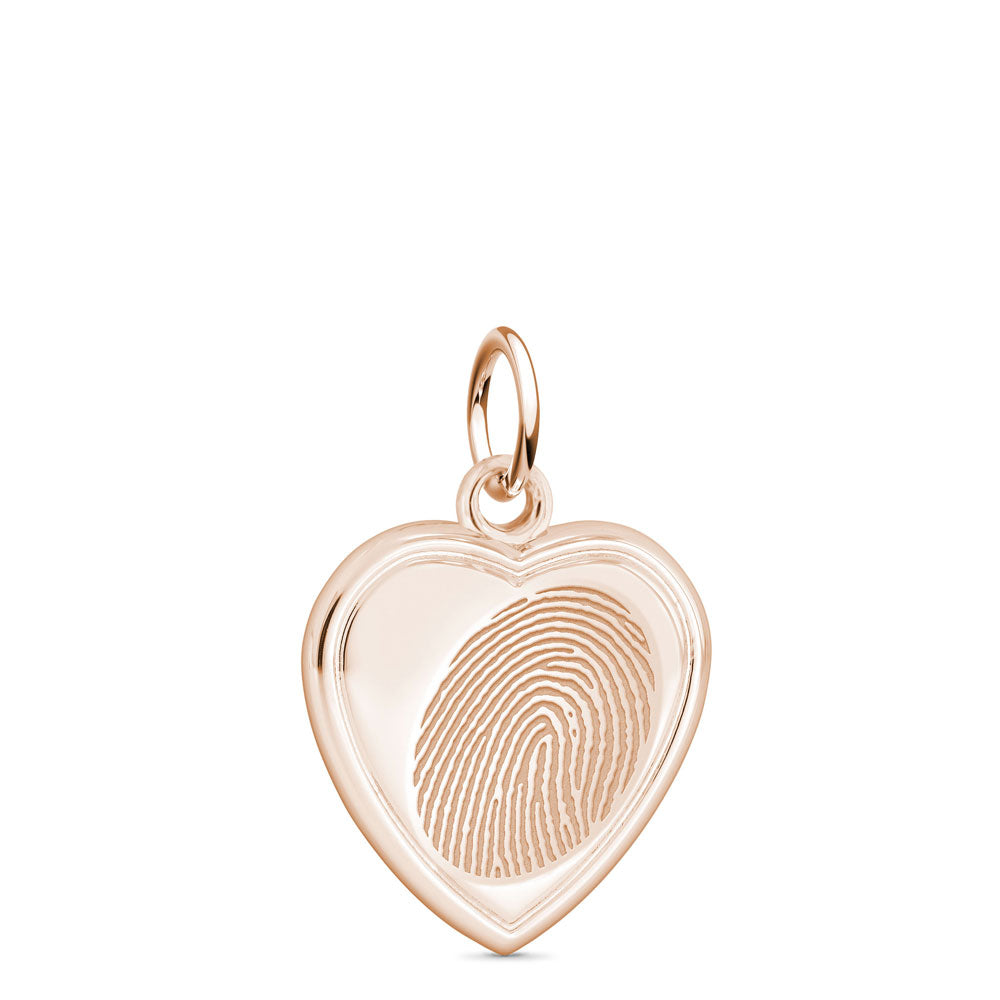 14k Rose Gold Fingerprint Jewelry Vertical Heart Charm