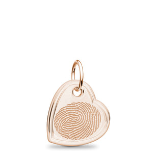 14k Rose Gold Fingerprint Jewelry Offset Heart Charm