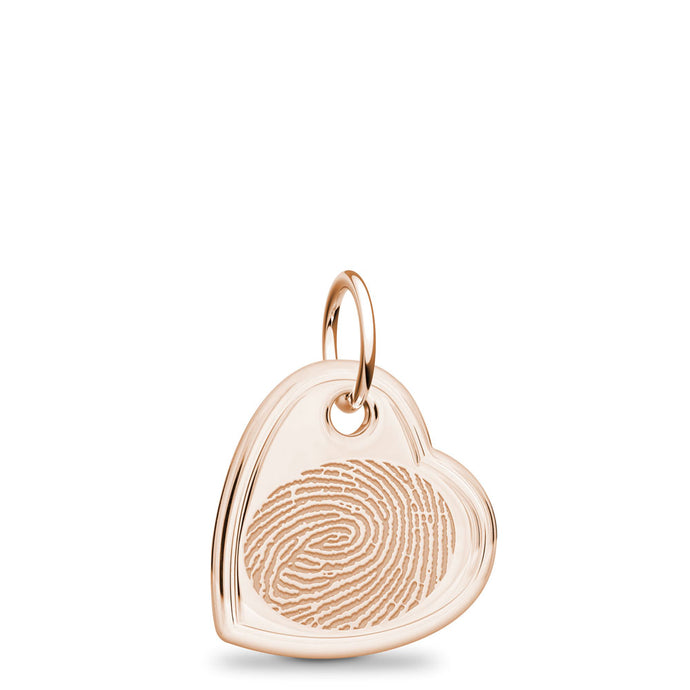14k Rose Gold Fingerprint Jewelry Offset Heart Charm