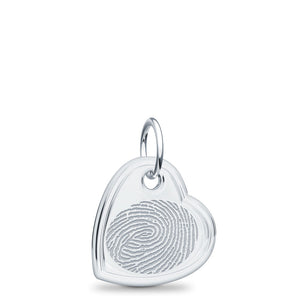 Sterling Silver Fingerprint Jewelry Offset Heart Charm