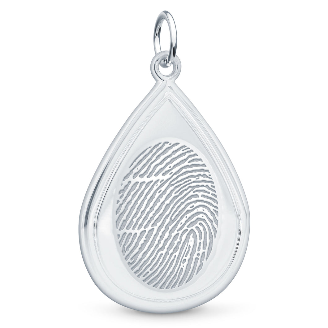 fingerprint pendant sterling silver tear drop