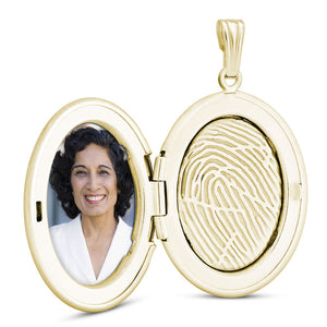14k Yellow Gold Fingerprint Jewelry Oval Locket