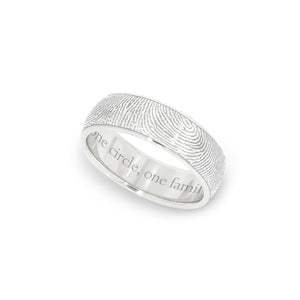 6mm White Gold Fingerprint Jewelry Half-Round Fingerprint Ring