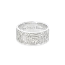 8mm White Gold Fingerprint Jewelry Flat Fingerprint Ring