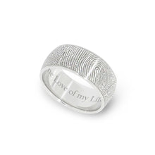 8mm White Gold Fingerprint Jewelry Half-Round Fingerprint Ring