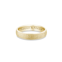 14k Yellow Gold 4mm Half Round Fingerprint Ring