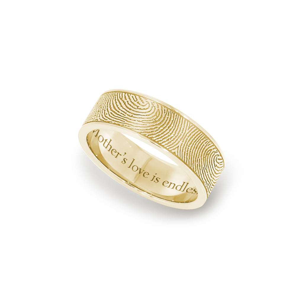 6mm Yellow Gold Fingerprint Jewelry Flat Fingerprint Ring
