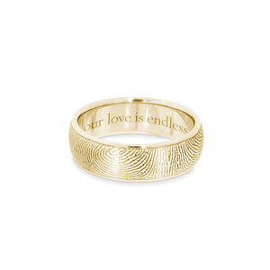 6mm Yellow Gold Fingerprint Jewelry Half-Round Fingerprint Ring
