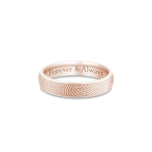14k Rose Gold 4mm Half Round Fingerprint Ring