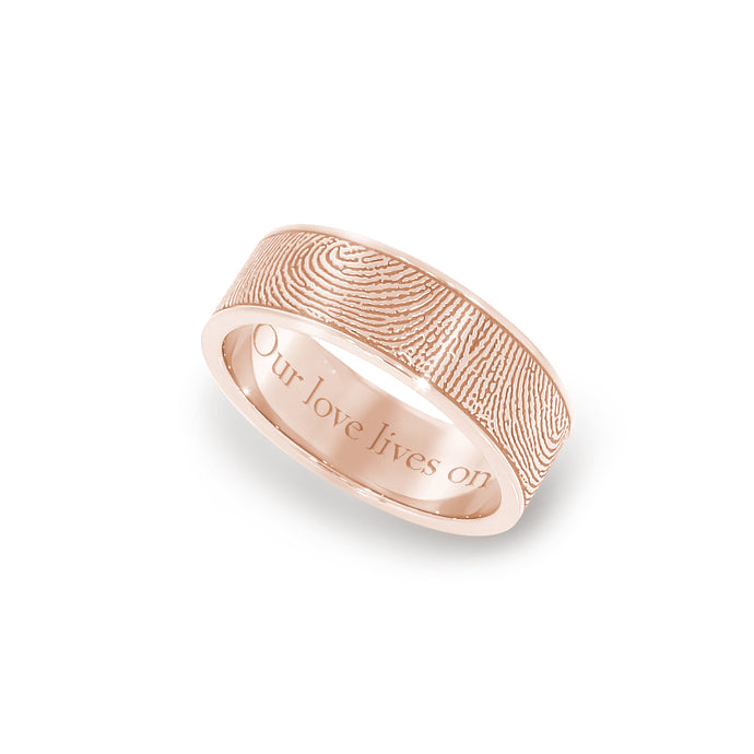6mm Rose Gold Fingerprint Jewelry Flat Fingerprint Ring
