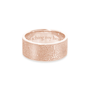 8mm Rose Gold Fingerprint Jewelry Flat Fingerprint Ring