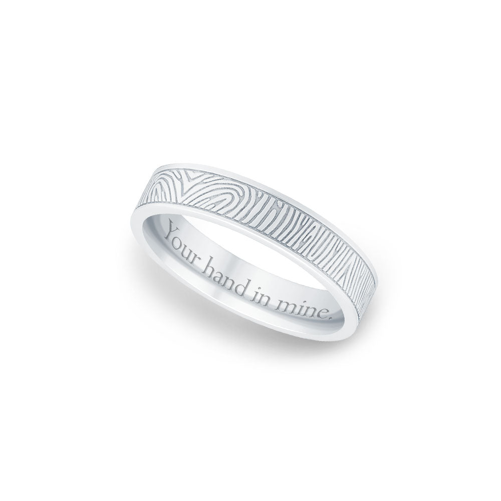 Sterling Silver 4mm Flat Fingerprint Ring