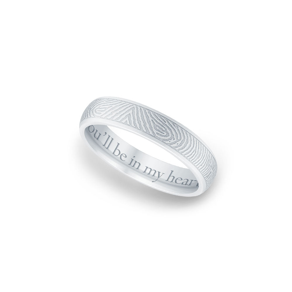 Sterling Silver 4mm Half Round Fingerprint Ring