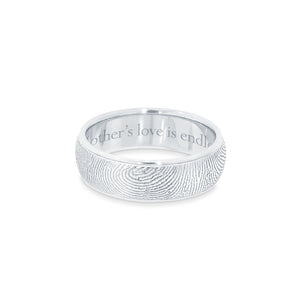 6mm Sterling Silver Fingerprint Jewelry Half-Round Fingerprint Ring
