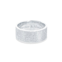 8mm Sterling Silver Fingerprint Jewelry Flat Fingerprint Ring
