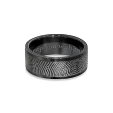 Black Titanium 8mm Flat Fingerprint Ring
